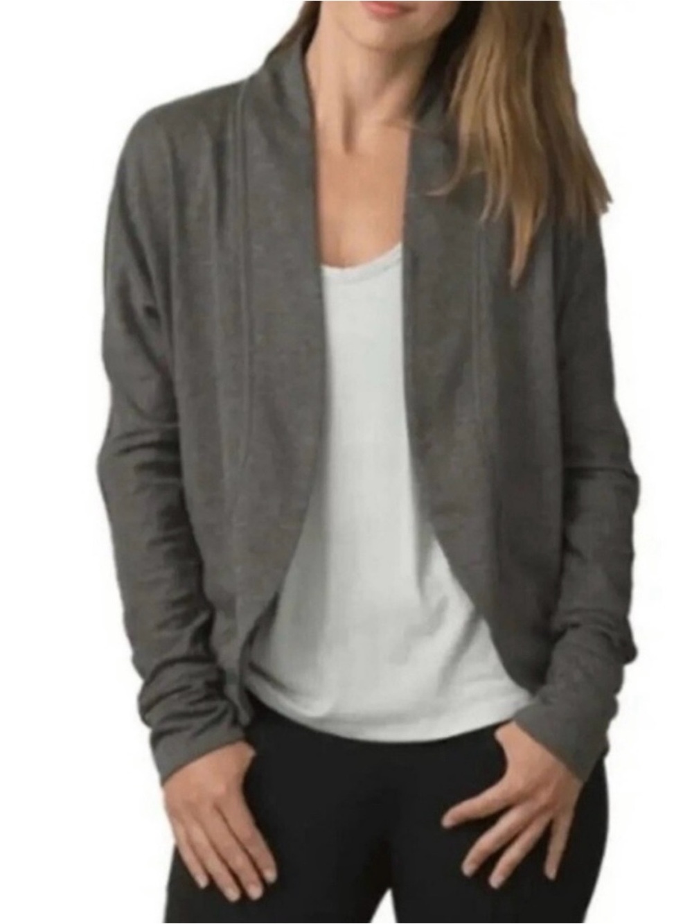 Prana Paradise Open-Front Shawl Collar Cardigan - Charcoal
